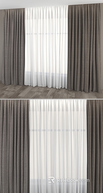 Grey white yarn curtain bedroom living room fabric curtain texture