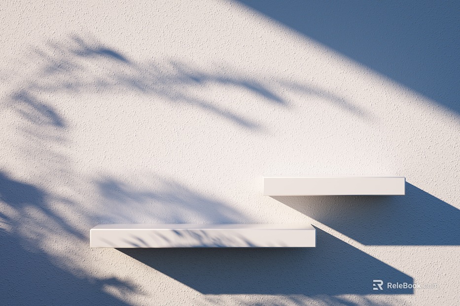 White micro-cement wall shelf background texture
