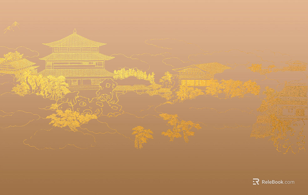 Grey lines pavilion landscape new Chinese tooling background texture