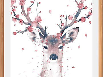 Light Luxury Watercolor Style Creative Sika Deer Decorative Painting texture (ID:ffaeh342974)