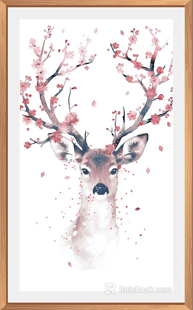 Light Luxury Watercolor Style Creative Sika Deer Decorative Painting texture