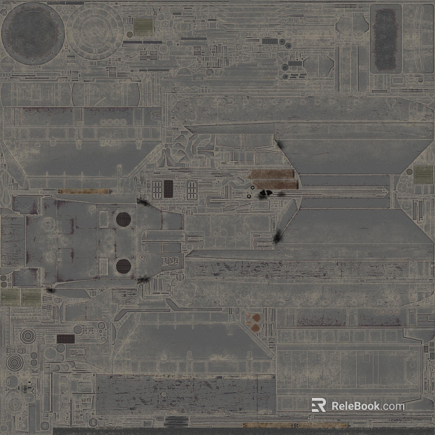 Industrial-style distressed metal mechanical panel texture