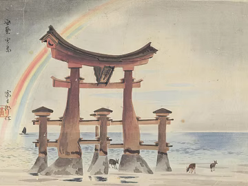 Japanese Ukiyo-e Landscape Painting Japanese Famous Scenic Spot Painting texture (ID:ffaeh947967)