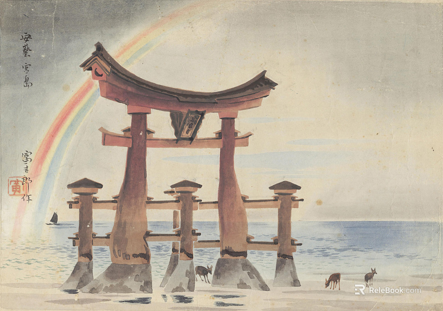 Japanese Ukiyo-e Landscape Painting Japanese Famous Scenic Spot Painting texture