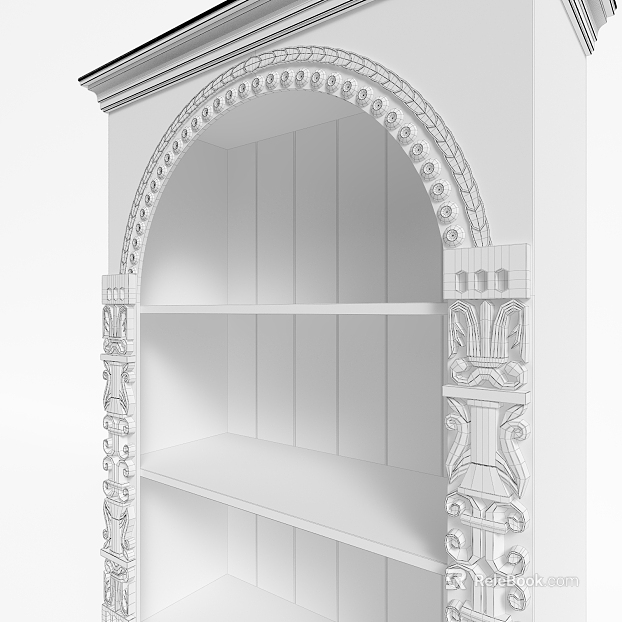European-style white carved wooden cabinet texture
