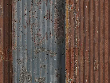 Red-brown distressed corrugated metal sheet texture (ID:ffaeh100984)