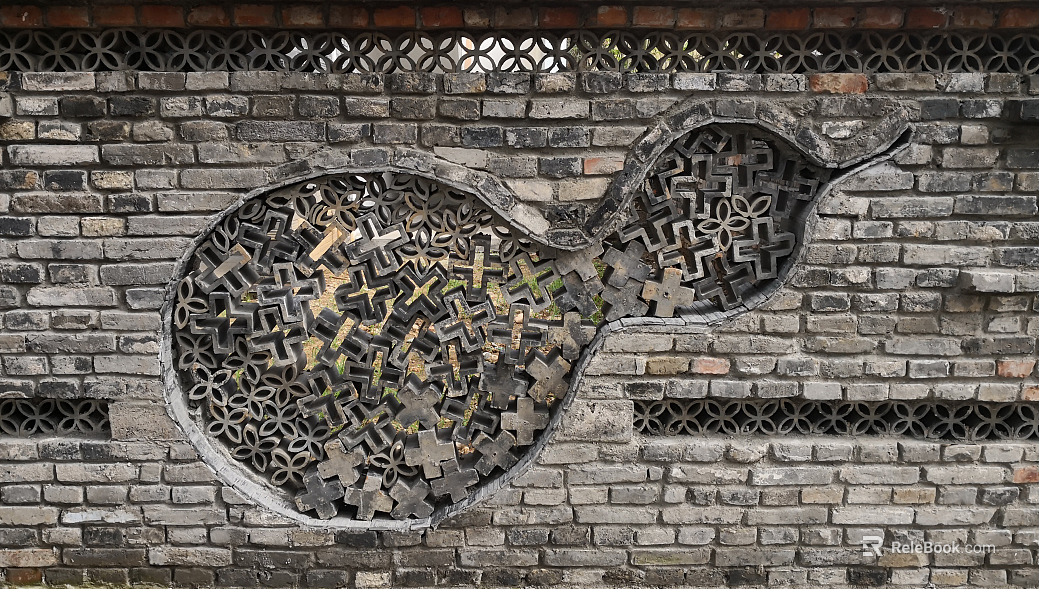 Old brick wall in relief texture