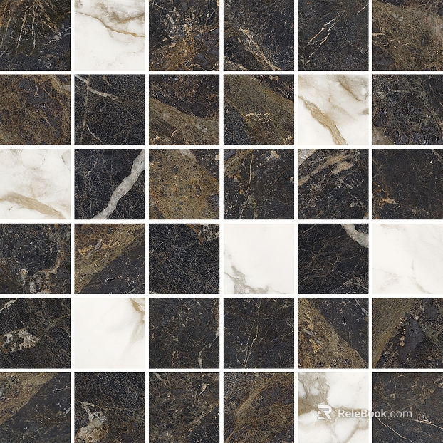 Black and white marble mosaic tile kitchen wall ground texture