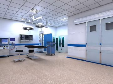 Modern light beige floor paint operating room 3d model