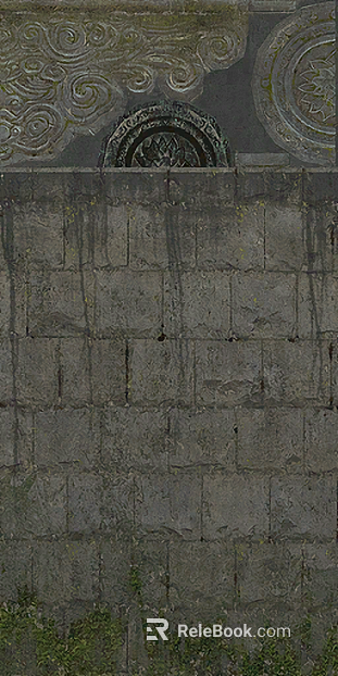 Green gray rock ancient building wall texture