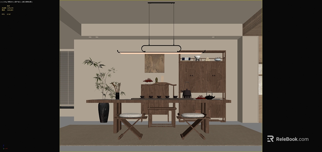 New Chinese Deep Walnut Tea Room Furniture texture