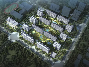 Aerial View of Modern Residential Quarter 3d model