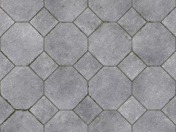 Gray hexagonal cement brick outdoor floor 3d model