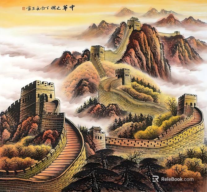 New Chinese Great Wall Painting texture