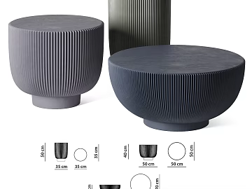 Modern Cement Corrugated Side Table Coffee Table texture (ID:ffaeh531064)