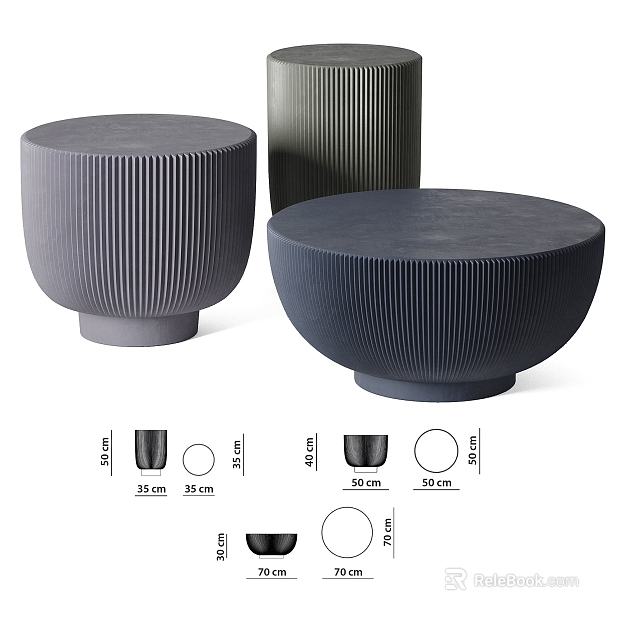 Modern Cement Corrugated Side Table Coffee Table texture