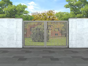 Light gray metal grille gate courtyard entrance door texture (ID:ffaeh789334)