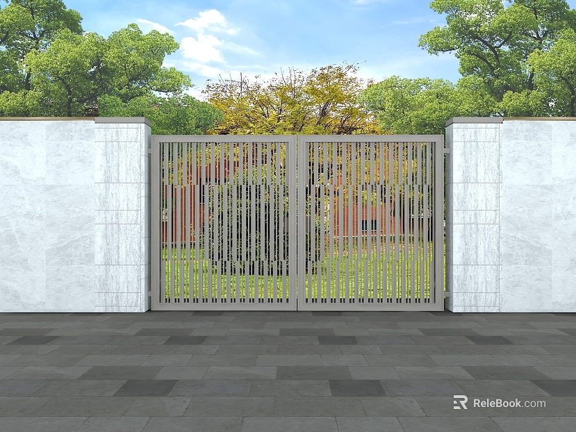 Light gray metal grille gate courtyard entrance door texture