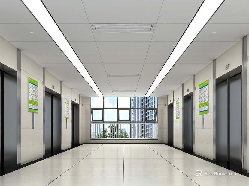 Modern wind meter white tile elevator hall ground texture