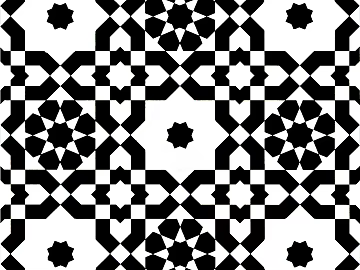 Moroccan Art Brick Flower Pieces Brick Mosaic Black and White Tile texture (ID:ffach508518)