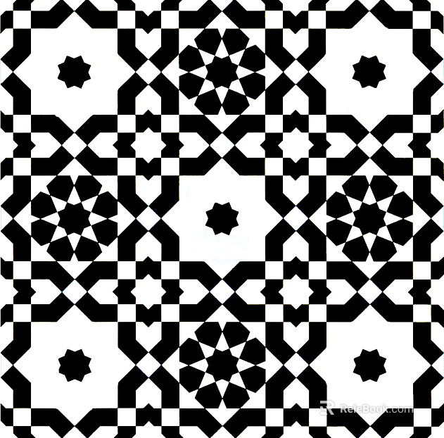 Moroccan Art Brick Flower Pieces Brick Mosaic Black and White Tile texture
