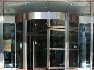 Modern silver gray glass revolving door commercial entrance 3d model