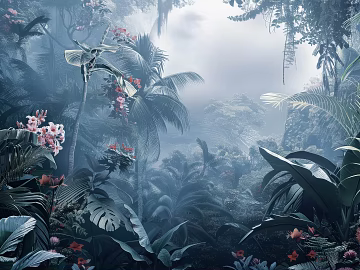 European Literary Plants Tropical Rainforest Wallpaper texture (ID:ffach461316)