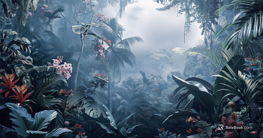 European Literary Plants Tropical Rainforest Wallpaper texture