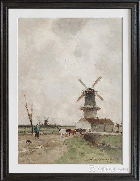Retro Style Pastoral Landscape Decorative Painting texture