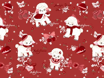 Red Christmas tablecloth pattern cute animal graphic pattern pattern cloth pattern texture (ID:ffagh353868)