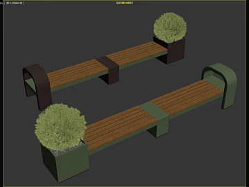 Log Color Outdoor Leisure Bench 3d model