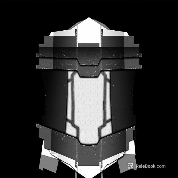Black and white sci-fi wind metal armor component texture