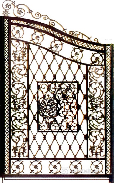 Retro black metal carved door texture