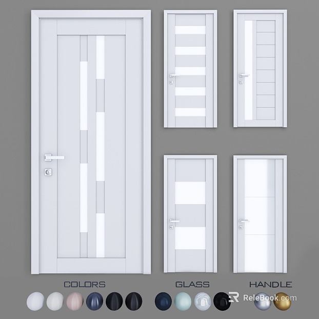 Modern white glass wooden door interior door texture
