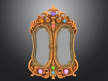 European-style carved double-frame decorative mirror living room wall texture (ID:ffaeh160556)