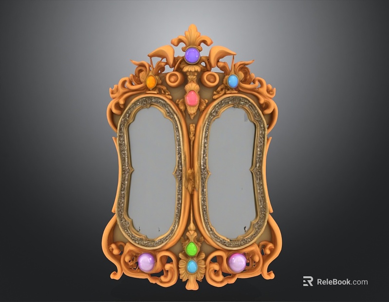 European-style carved double-frame decorative mirror living room wall texture