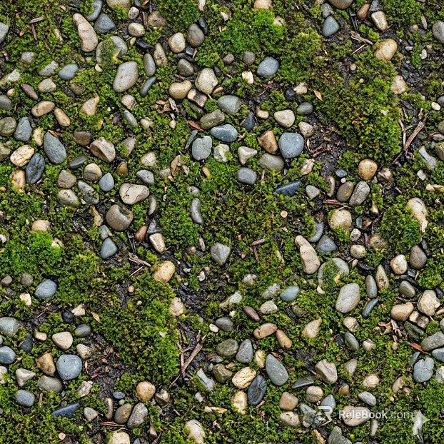 turquoise moss cobblestone ground texture