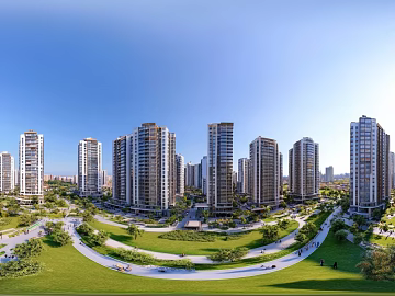 Modern Community Greening Water System Panoramic HDR texture (ID:ffach875508)