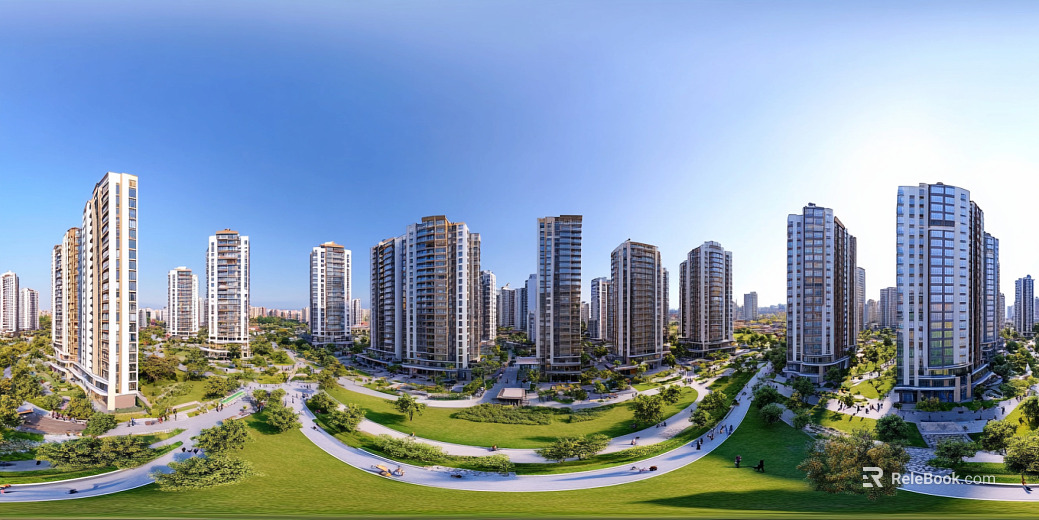 Modern Community Greening Water System Panoramic HDR texture