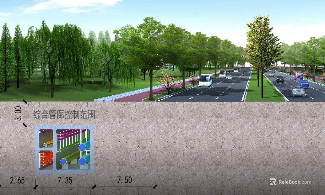 Schematic Diagram of Modern Highway Exterior Pipe Gallery texture