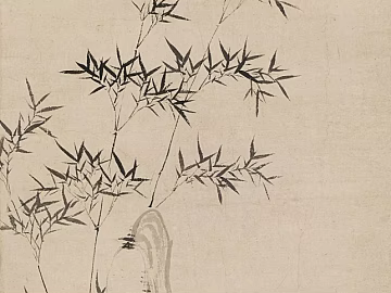 Ink-Wash Bamboo and Rocks Painting, Chinese-Style Decorative Artwork texture (ID:ffaeh052136)