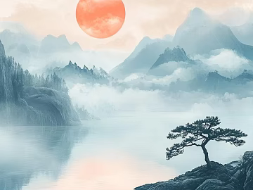 chinese landscape painting texture (ID:ffach891385)