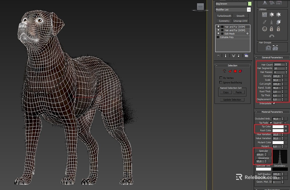 Brown Animal Hair 3D Model Parameter Chart texture
