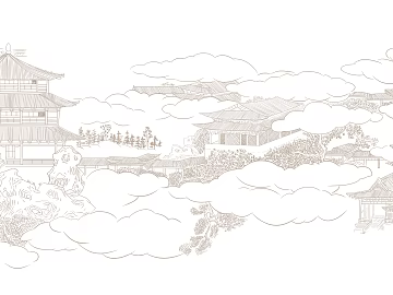 Light brown Chinese style architectural line draft background wall painting texture (ID:ffaeh984476)