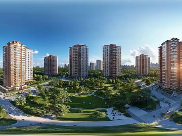 Modern Community Greening Water System Panoramic HDR texture (ID:ffach865508)