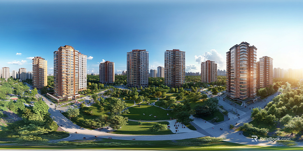 Modern Community Greening Water System Panoramic HDR texture