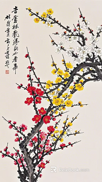 Guofeng Ink Plant Painting texture