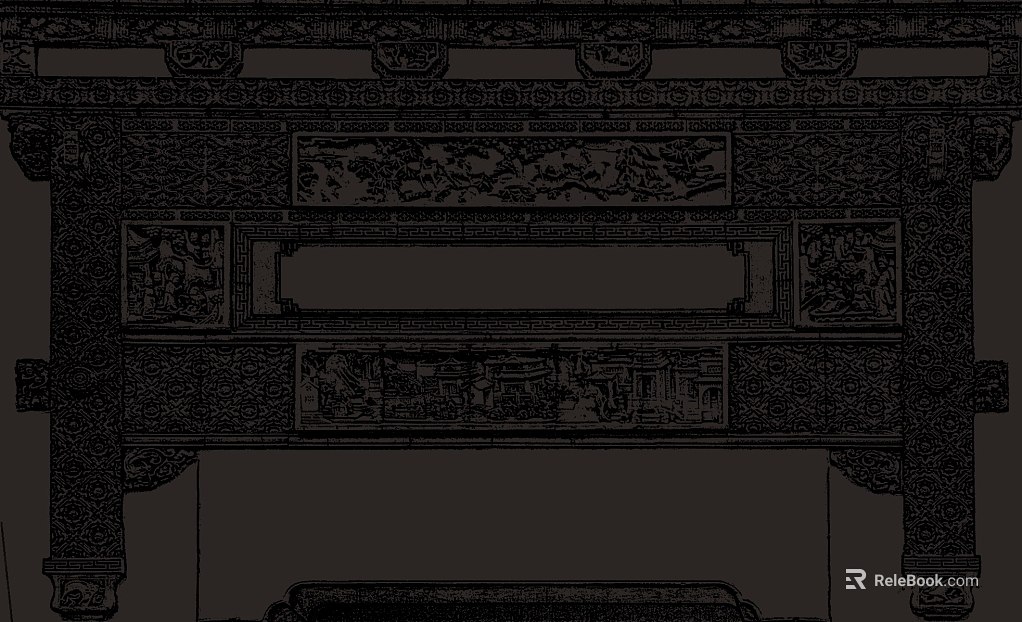 Chinese black wood carved furniture components texture