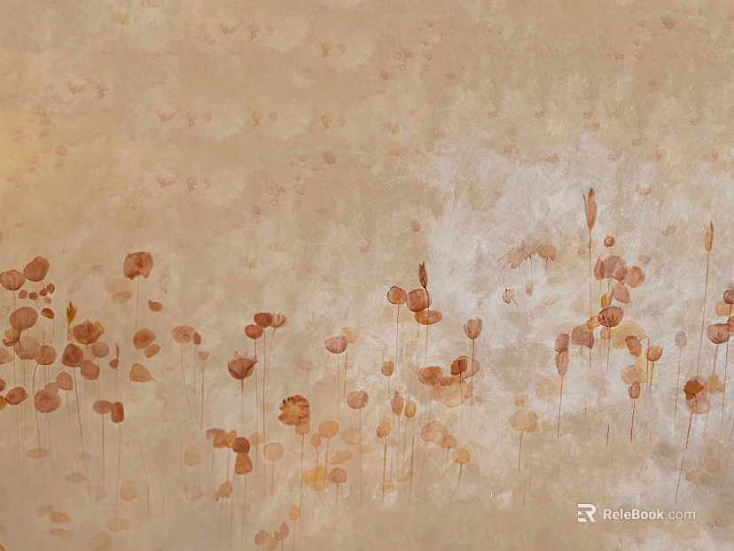 Silent Wind Beige Flower Art Paint Wall texture