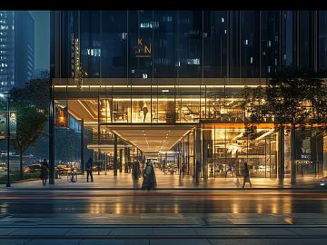 Modern City Street Night Pedestrian Street texture (ID:ffach879674)